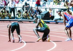 Usain bolt preparing for a race